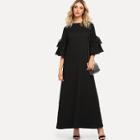 Shein Lace Trim Flounce Sleeve Maxi Dress