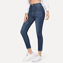 Shein Faded Skinny Ankle Jeans