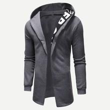 Shein Men Letter Print Open Front Hoodie