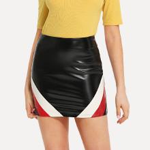 Shein Stripe Contrast Pu Skirt