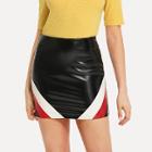 Shein Stripe Contrast Pu Skirt