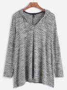 Shein Contrast Striped Hooded T-shirt