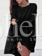 Shein Black Knotted Sleeve High Low Dress