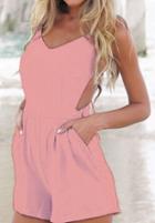 Shein Pink Spaghetti Strap Open Back Jumpsuit