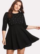 Shein Pearl Beading Fit & Flare Dress