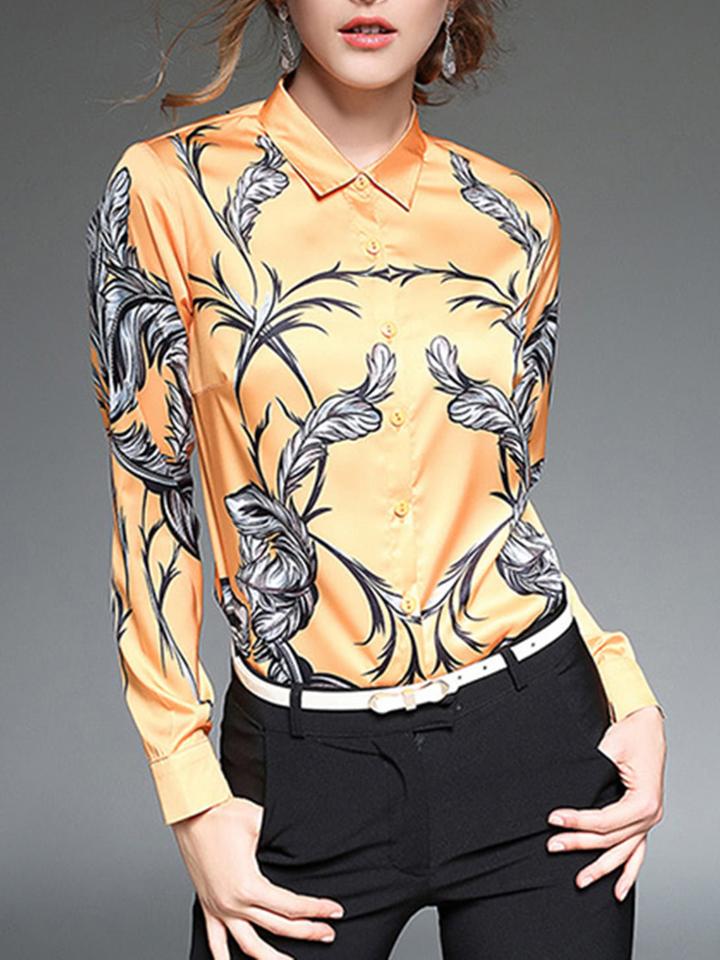 Shein All Over Print Point Collar Shirt