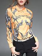 Shein All Over Print Point Collar Shirt