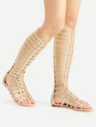 Shein Studded Elastic Gladiator Sandals Gold