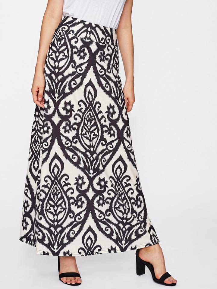 Shein Damask Print Full Length Skirt