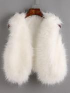 Shein White Faux Fur Crop Vest
