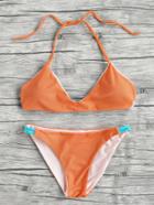 Shein Contrast Criss Cross Strap Bikini Set