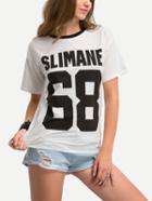 Shein Contrast Letters Print T-shirt