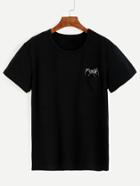 Shein Black Pinky Swear Gesture Print T-shirt