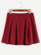 Shein Red Zipper Back Pleated Skirt