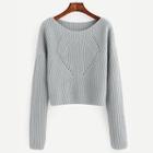 Shein Eyelet Front Solid Sweater