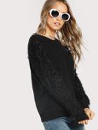 Shein Fluffy Fringe Detail Sweatshirt