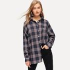 Shein Plaid Single-breasted Blouse