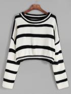 Shein Drop Shoulder Crop Striped Sweater