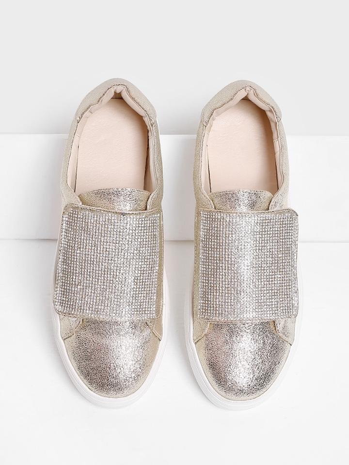 Shein Rhinestone Decorated Slip On Sneakers