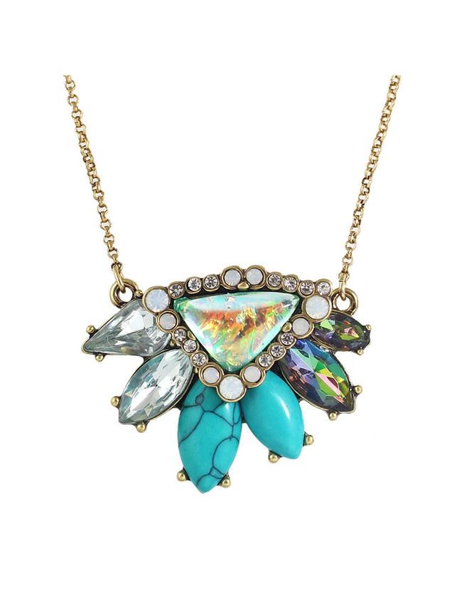 Shein Rhinestone Pendant Stone Necklace