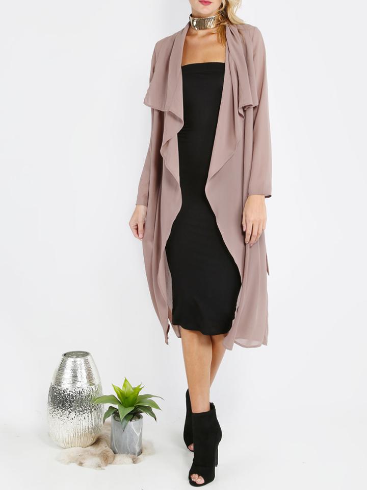 Shein Dark Pink Long Outerwear