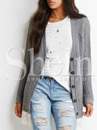 Shein Grey Long Sleeve With Lace Cardigan