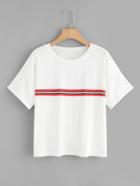 Shein Stripe Panel Cuffed Tee