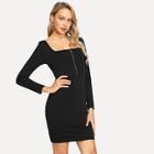 Shein Zip Half Placket Solid Dress