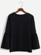 Shein Black Round Neck Bell Sleeve T-shirt