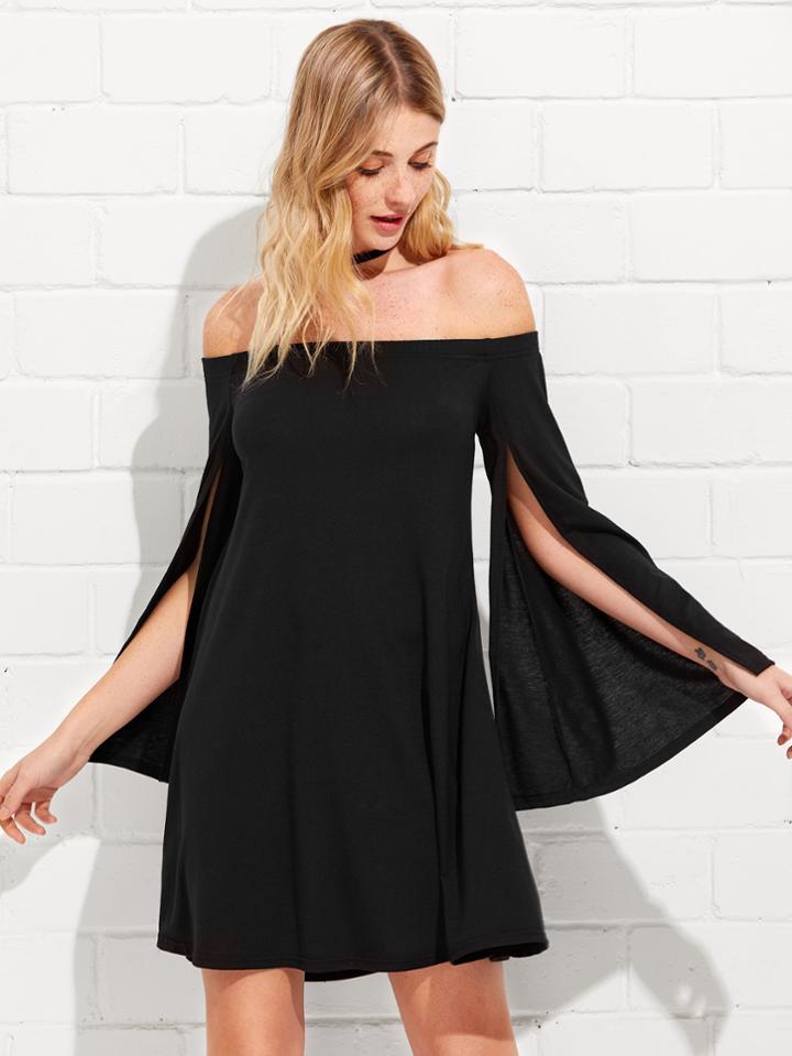 Shein Off Shoulder Split Sleeve Dress