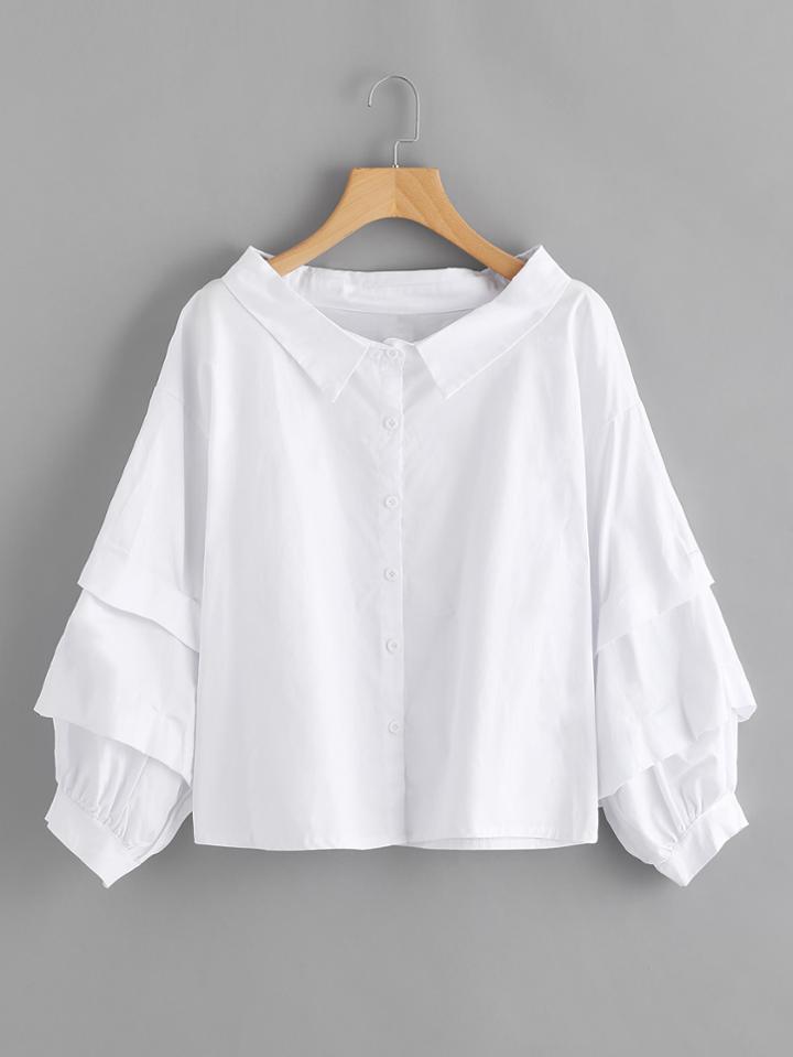 Shein Drop Shoulder Ruched Sleeve Shirt
