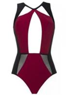 Rosewe Sleeveless Color Block Hollow Out One Piece Swimwear