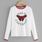 Shein Butterfly Letter Print Tee