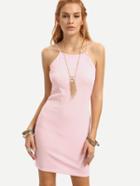 Shein Pink Ribbed Sheath Cami Dress