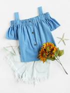 Shein Cold Shoulder Single Breasted Top