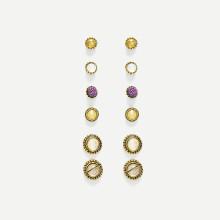 Shein Two Tone Round Stud Earrings 6pairs