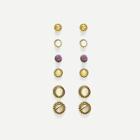 Shein Two Tone Round Stud Earrings 6pairs