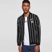 Shein Men Patch Detail Striped Bomber Jacket