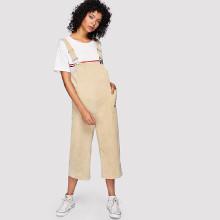 Shein Pocket Side Ribbed Velvet Overalls