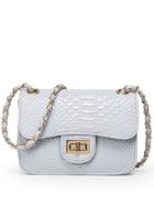 Shein Faux Crocodile Embossed Leather Turnlock Flap Bag - Grey