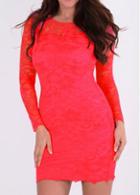 Rosewe Catching Red Round Neck Long Sleeve Tight Dress