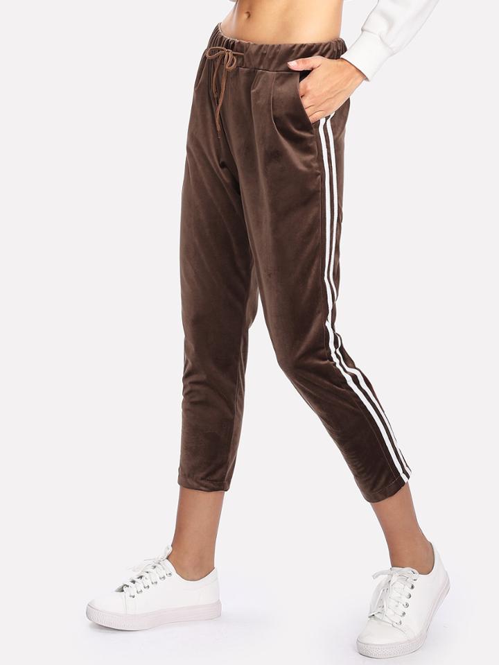 Shein Tape Side Velvet Capri Pants