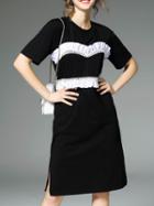 Shein Black Peplum Pockets Split Dress