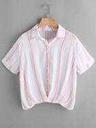 Shein Pinstripe Button Front Shirt