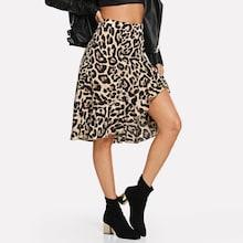 Shein Ruffle Hem Leopard Print Skirts