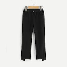 Shein Girls Buttoned Elastic Waist Stepped Hem Pants