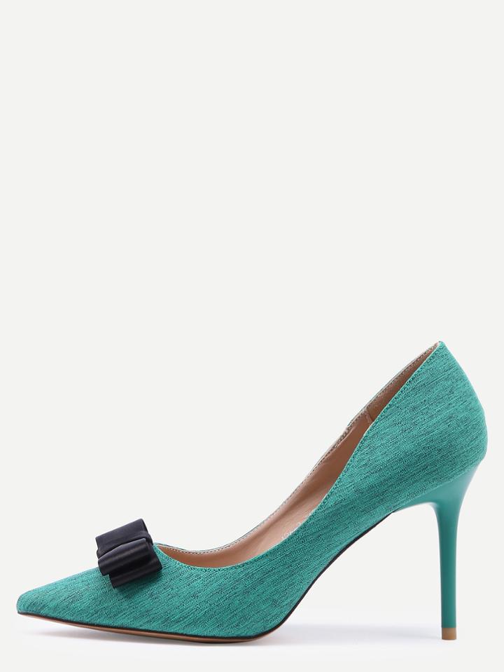 Shein Green Pointed Toe Bow Stiletto Heels