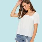 Shein Lace Trim Square Neck Top