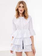 Shein Tiered Frill Trim Flute Sleeve Blouse