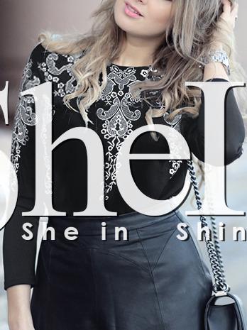 Shein Black Crew Neck Tribal Embroidered T-shirt